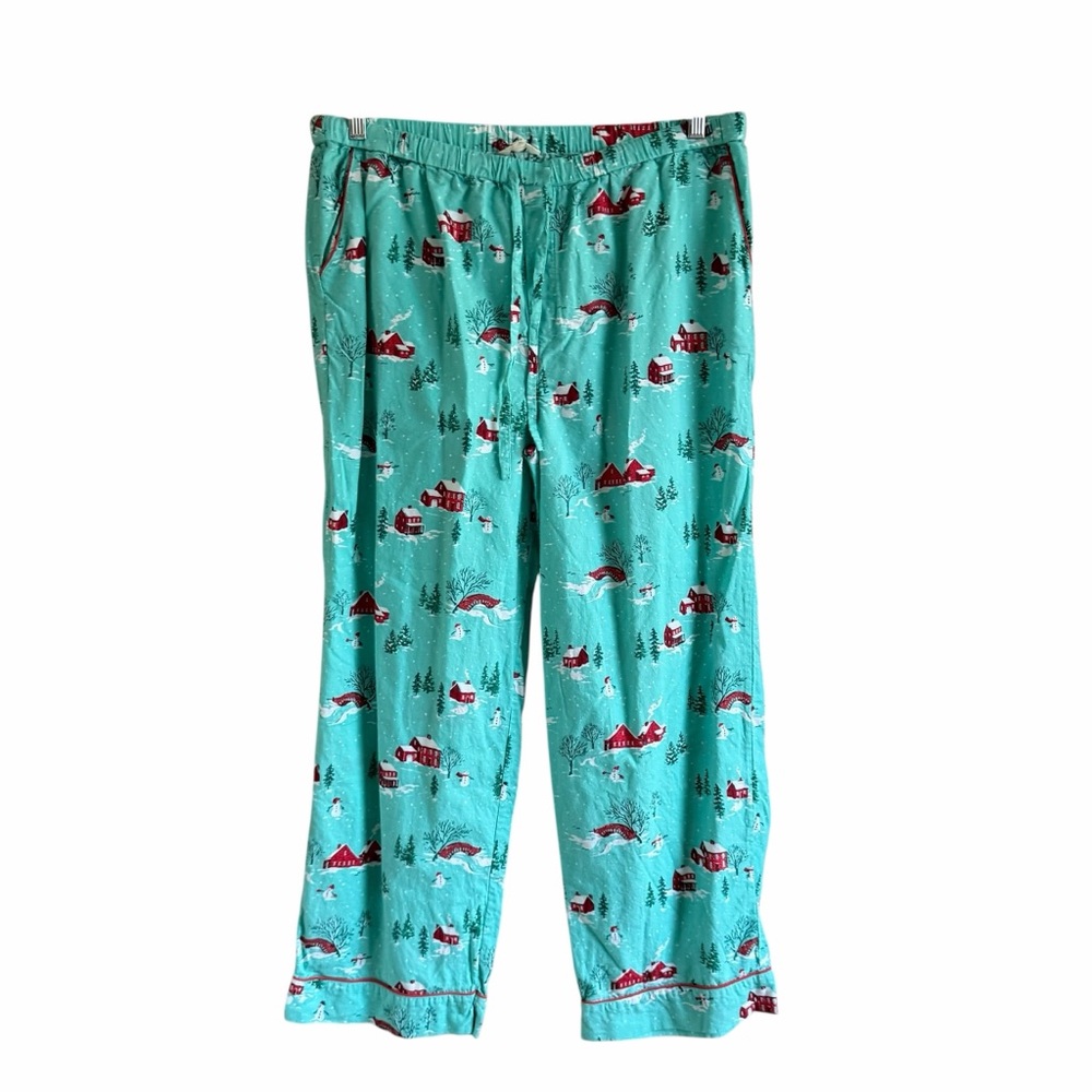 Printfresh Teal Holiday Print Pajama Set with Red Accents - Picture 3 of 13